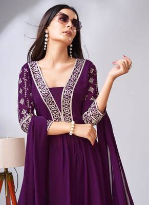 Elegant Purple Georgette Traditional Function Wear Readymade Suit Collection With Purple Georgette 4