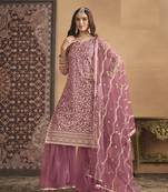 PINK NET EMBROIDERED SALWAR KAMEEZ