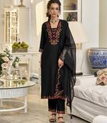  black viscose silk embroidered kurta with pant & dupatta