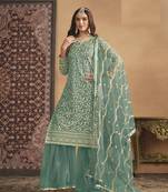MINT GREEN NET EMBROIDERED SALWAR KAMEEZ