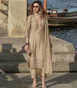  bronze viscose silk embroidered kurta with afghani salwar & dupatta