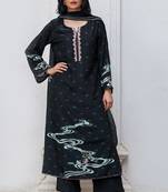 Black bemberg silk salwar suit with chinon silk dupatta