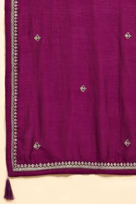  Vichitra Silk Embroidery Salwar Suit Set Anarkali Kurta Set with Dupatta 10