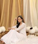 White Georgette Embroidery Salwar Suit Set Kurta with Dupatta