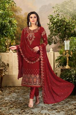 Trendmalls  Georgette Embroidery Salwar Suit Set Kurta Pant with Dupatta 1