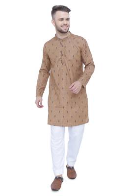 men's beige khaki lyocell long kurta   1