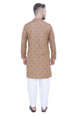men's beige khaki lyocell long kurta   2