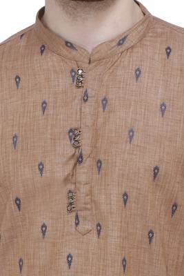 men's beige khaki lyocell long kurta   5