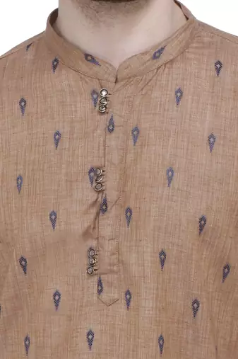 men's beige khaki lyocell long kurta  