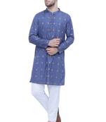men's dark navy lyocell festive long kurta
