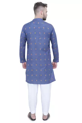 men's dark navy lyocell festive long kurta