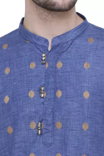 men's dark navy lyocell festive long kurta