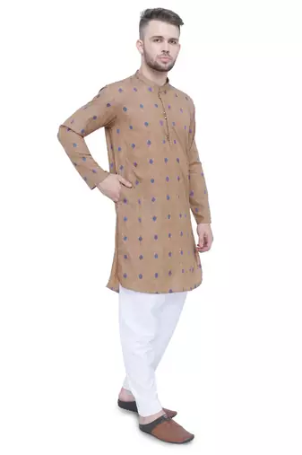 men's beige khaki lyocell festive long kurta