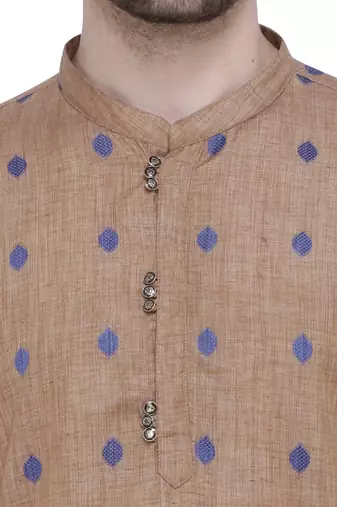 men's beige khaki lyocell festive long kurta
