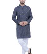 men's charcoal black lyocell festive long kurta