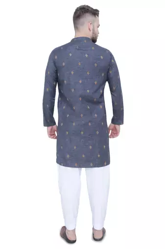 men's charcoal black lyocell festive long kurta