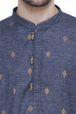 men's charcoal black lyocell festive long kurta 5