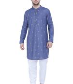 men's dark navy lyocell festive long kurta