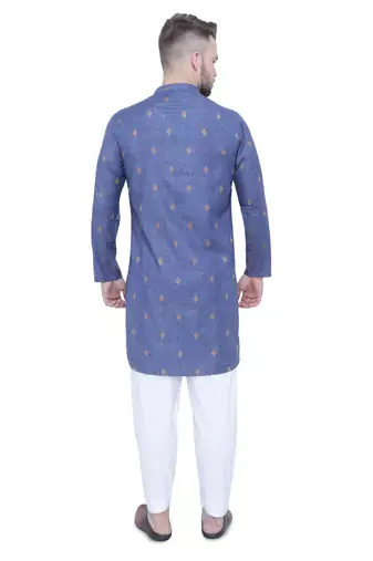 men's dark navy lyocell festive long kurta