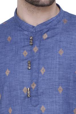 men's dark navy lyocell festive long kurta 5