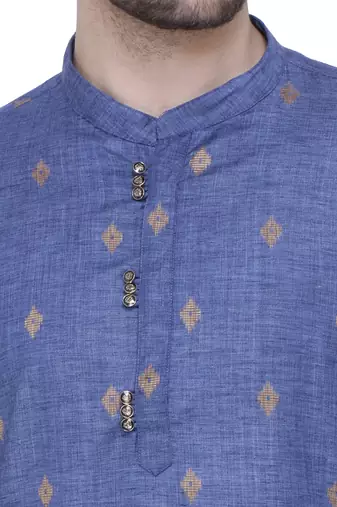 men's dark navy lyocell festive long kurta