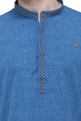 men's teal blue lyocell festive long kurta 5