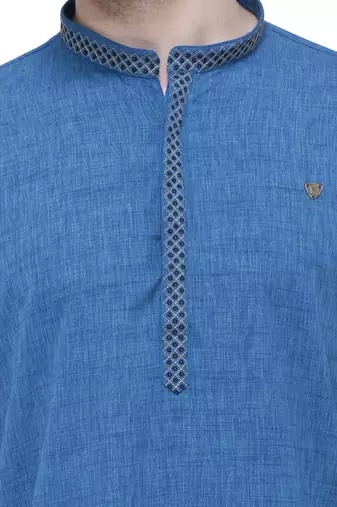 men's teal blue lyocell festive long kurta