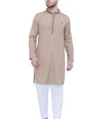 men's khaki lyocell festive long kurta