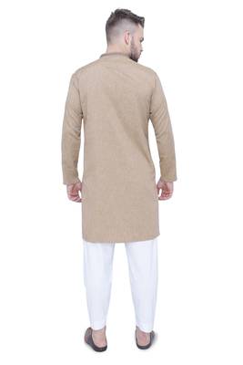 men's khaki lyocell festive long kurta 2