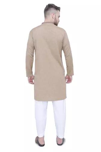 men's khaki lyocell festive long kurta