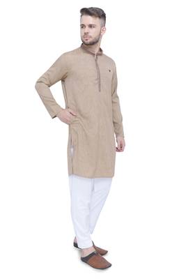 men's khaki lyocell festive long kurta 4