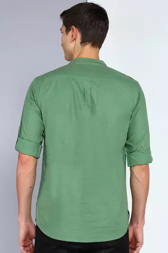 men's fresh green linen cotton short pathani kurta
