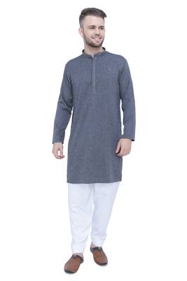 men's anchor grey lyocell festive long kurta 1