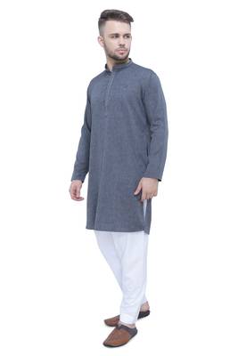men's anchor grey lyocell festive long kurta 3