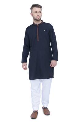 men's black lyocell festive long kurta 1