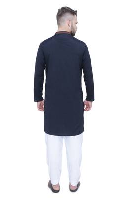 men's black lyocell festive long kurta 2