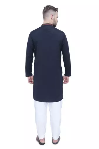 men's black lyocell festive long kurta
