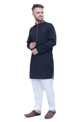 men's black lyocell festive long kurta 3