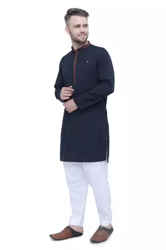 men's black lyocell festive long kurta