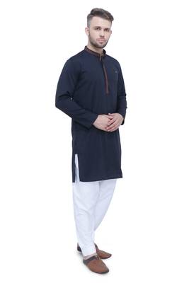 men's black lyocell festive long kurta 4