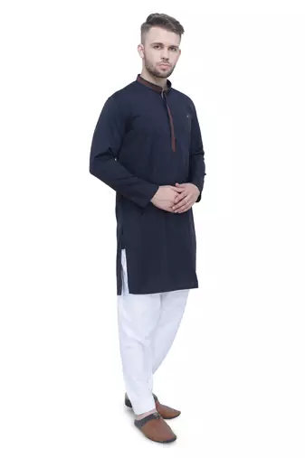 men's black lyocell festive long kurta