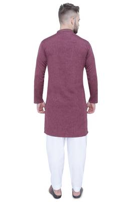 men's plum lyocell festive long kurta 2