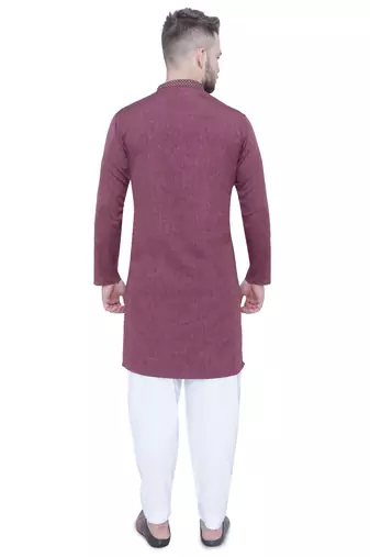 men's plum lyocell festive long kurta