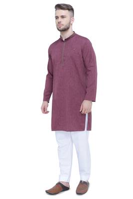 men's plum lyocell festive long kurta 3