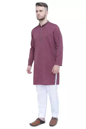 men's plum lyocell festive long kurta