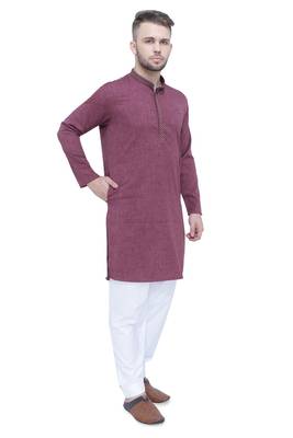 men's plum lyocell festive long kurta 4