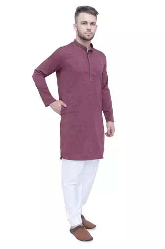 men's plum lyocell festive long kurta