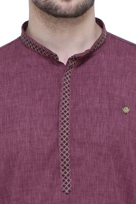men's plum lyocell festive long kurta 5