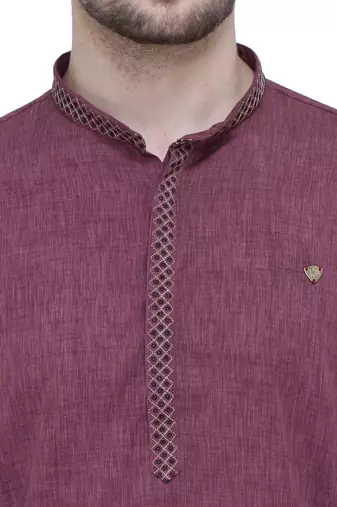men's plum lyocell festive long kurta