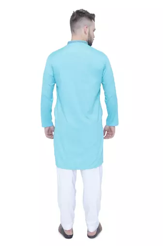 men's turquoise lyocell festive long kurta
